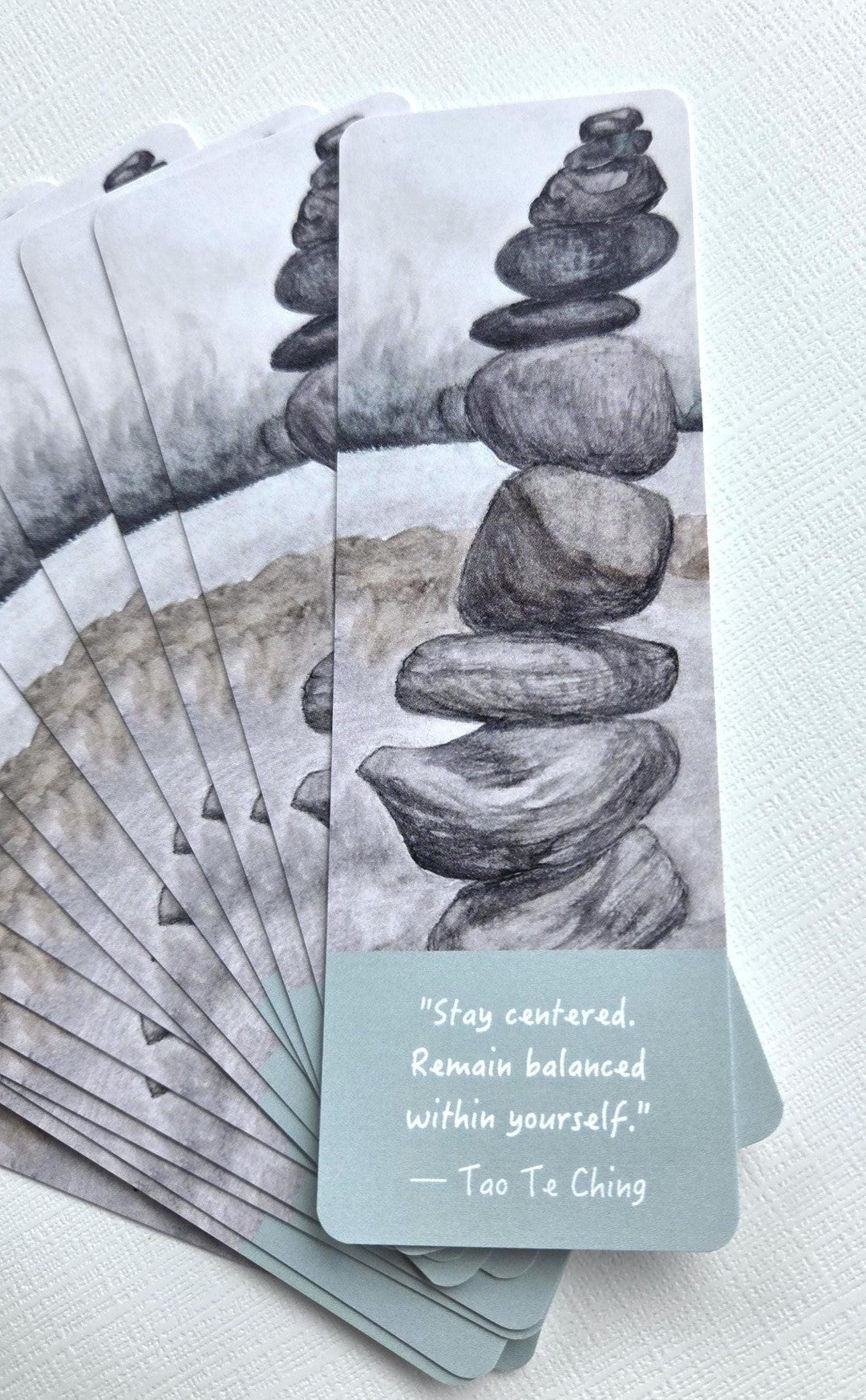 Balancing Rocks Bookmark with Tao Te Ching Quote