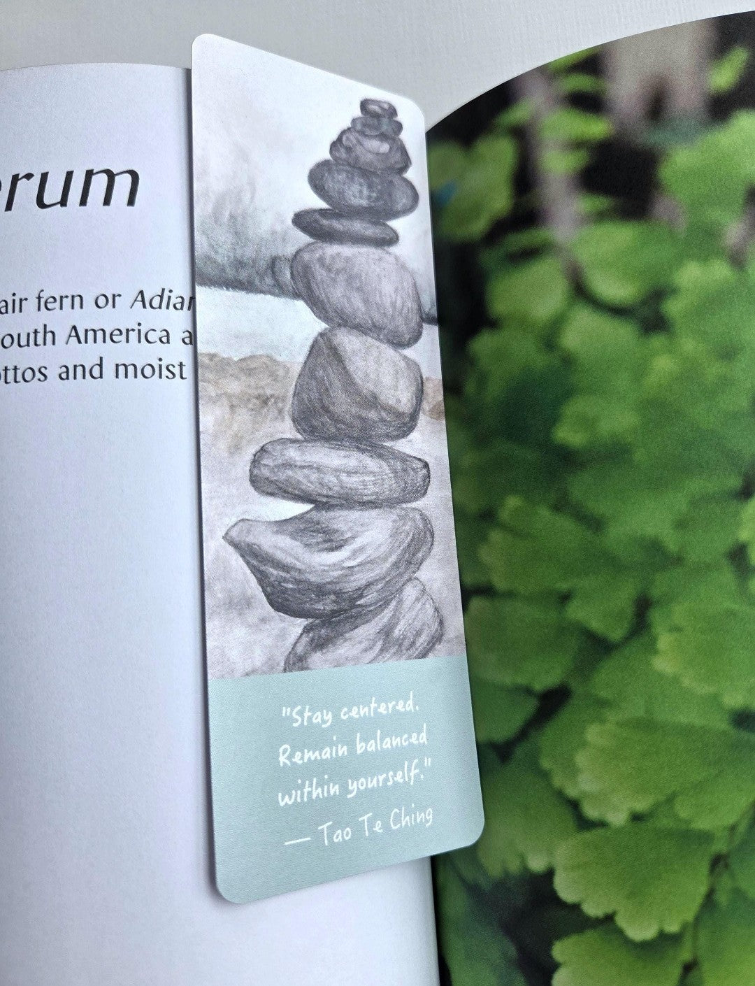 Balancing Rocks Bookmark with Tao Te Ching Quote