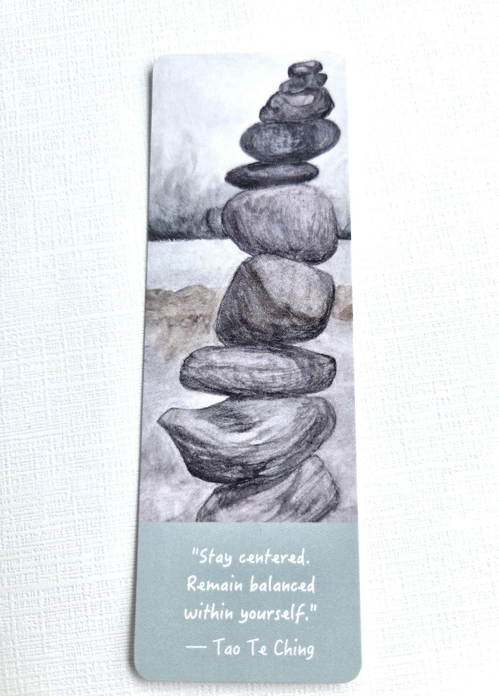 Balancing Rocks Bookmark with Tao Te Ching Quote