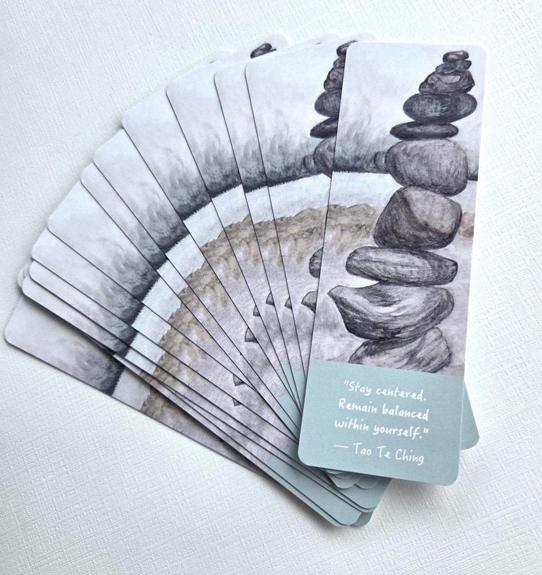 Balancing Rocks Bookmark with Tao Te Ching Quote