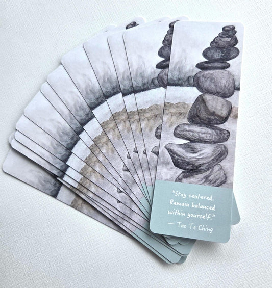 Balancing Rocks Bookmark with Tao Te Ching Quote